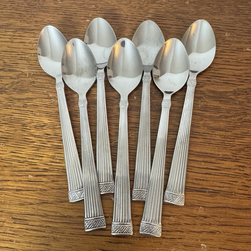 Cambridge Stainless‎ Steel Tea Spoons Set of 7 Modern Ribbed Handle